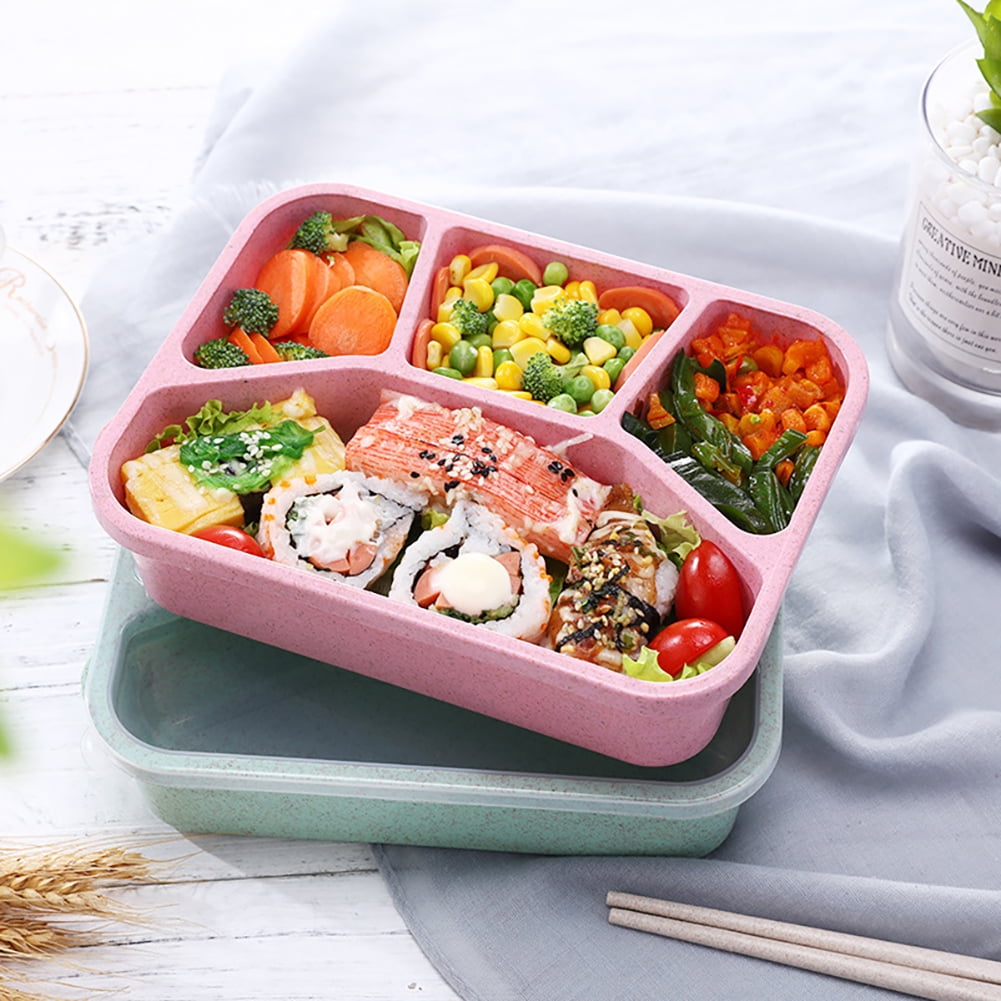 4-Compartment Bento Lunch Box Set, Meal Prep Containers with Airtight Lid, Stackable Food Storage for Kids & Adults, Microwave & Dishwasher Safe, 4 Pack