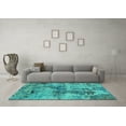 thumbnail image 3 of Ahgly Company Machine Washable Indoor Rectangle Oriental Turquoise Blue Industrial Area Rugs, 7' x 10', 3 of 4