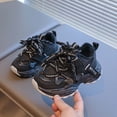thumbnail image 2 of Toddler Boys Kids Running Shoes Winter Warm Platform Slip On Sneakers Comfortable Fleece Lined Lace Up Casual Shoes Black Size 11 Little Child, 2 of 7