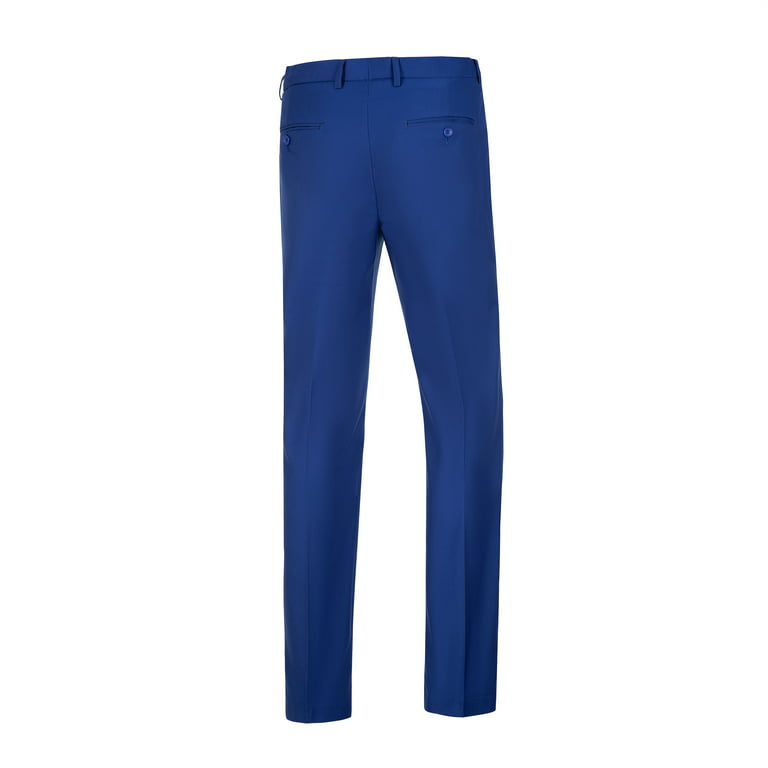 Wehilion Men's Premium Slim Fit Dress Suit Pants Slacks Tight Suit Elastic  Formal Trousers,Royal Blue,XXXL
