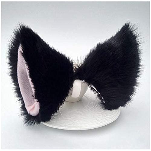 Cat Ears Hair Clip Cat Headband Halloween Kitty Fox Hair Barrettes Anime Lolita Women Girls Cute Party Decoration Cosplay Costume Handmade Sweet Cat Headpiece Kitten Hair Accessories Black with Pink