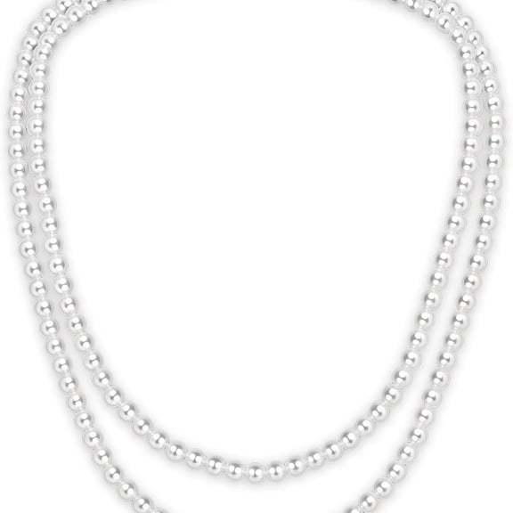 DESIGNICE 150Cm/59In Long Faux Pearl Necklace for Women,Fake Long Pearl Necklace,8Mm Pearls Strand for Wedding Party Costume Jewelry,White Elegant Long Pearl Necklaces for Women