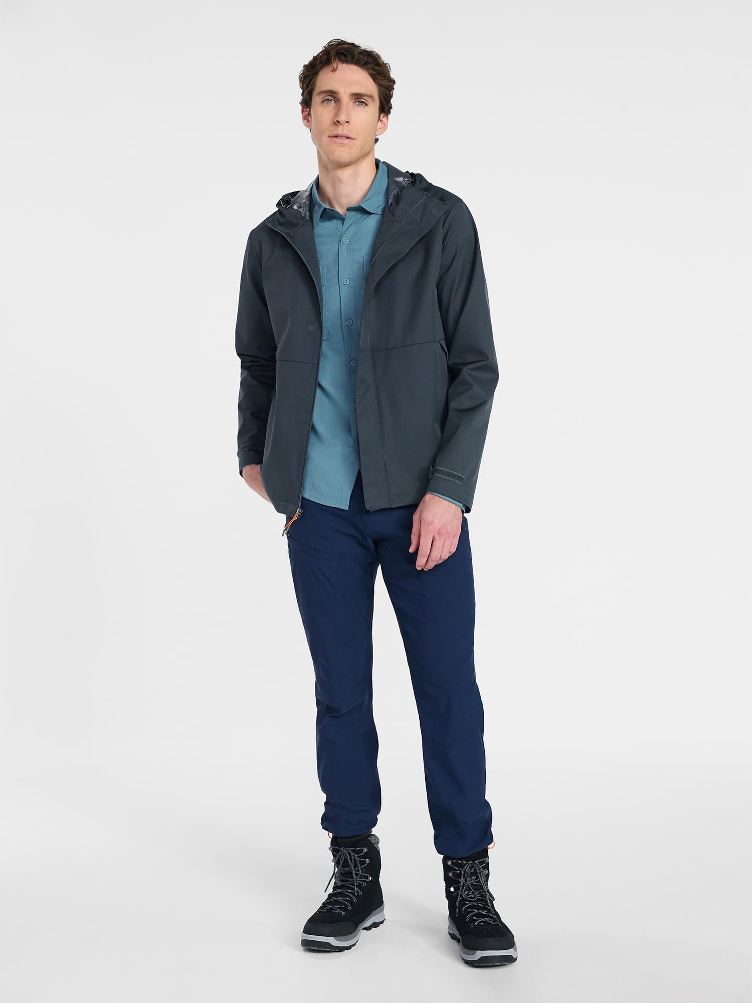 Ozark Trail Men's Rain Jacket with Hood, Sizes S-3XL
