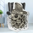 thumbnail image 4 of Day of the Dead Soft Flannel Fleece Throw Blanket, Sketch of Mexican Spanish Celebration Skull Head Flowers, Cozy Plush for Indoor and Outdoor Use, 60" x 80", Dimgrey and White, by Ambesonne, 4 of 5