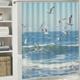 thumbnail image 6 of Fenyluxe Seagulls Waves Boat Pretty Shower Curtain 100% Polyester Bathroom Decor Home Bathtubs Decoration with Hooks 36x72, 6 of 7