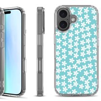 For iPhone 17 Shockproof Protective Phone Case, by OneToughShield - Flower/Teal