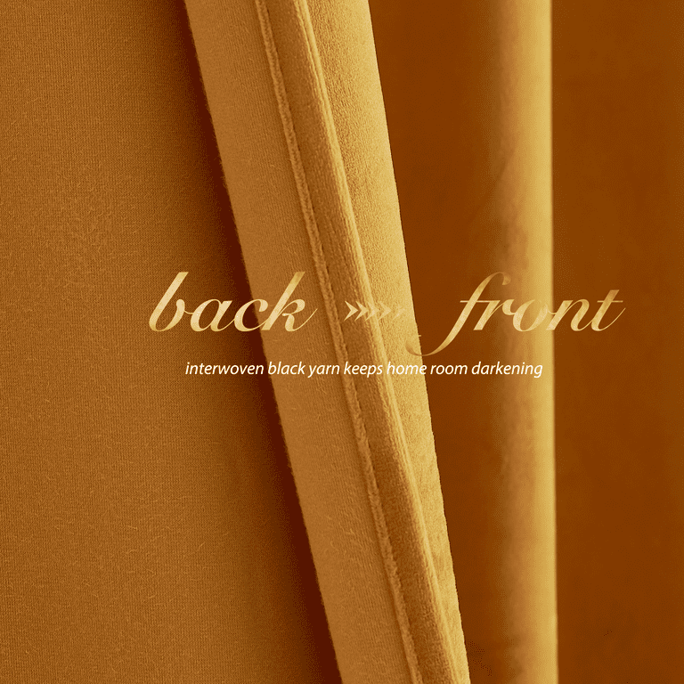 NICETOWN Velvet Blackout Curtains, Fall Gold, 52x96, Set of 2 photo 4