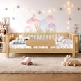 thumbnail image 2 of Bellemave Full Size Bed with Removable Rails, Solid Wood Montessori Bed with Headboard and Footboard, Rounded Corners Twin Platform Bed with Fence, No Box Spring Needed, Natural, 2 of 8