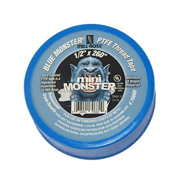 Millrose 70660 Monster Roll PTFE Thread Seal Tape, 1/2-Inch x 260-Inch, Blue