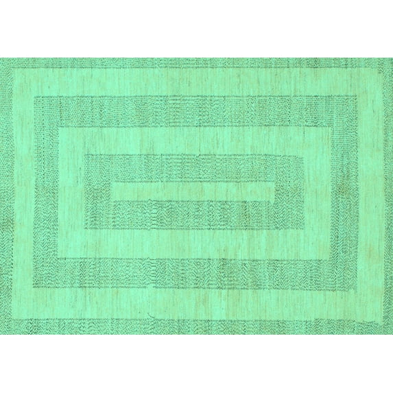 Ahgly Company Machine Washable Indoor Rectangle Abstract Turquoise Blue Modern Area Rugs, 3' x 5'