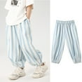 thumbnail image 6 of LYMAYTER Kids Toddler Loose Pants Boys Girls Color Blocking Cotton Sweat Pants Kids Summer Casual Pants Breathable Toddler Anti-Mosquito Pants for 2-12T, 6 of 8