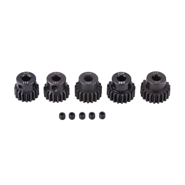 Juego de 5 engranajes de motor de acero de 32 DP, 5 mm, 17T-21T, para motor de coche RC 1/8