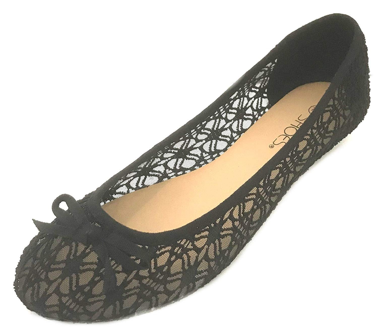 Womens Canvas Crochet Slip on Shoes Flats 5 Colors 5060 Black 5/6