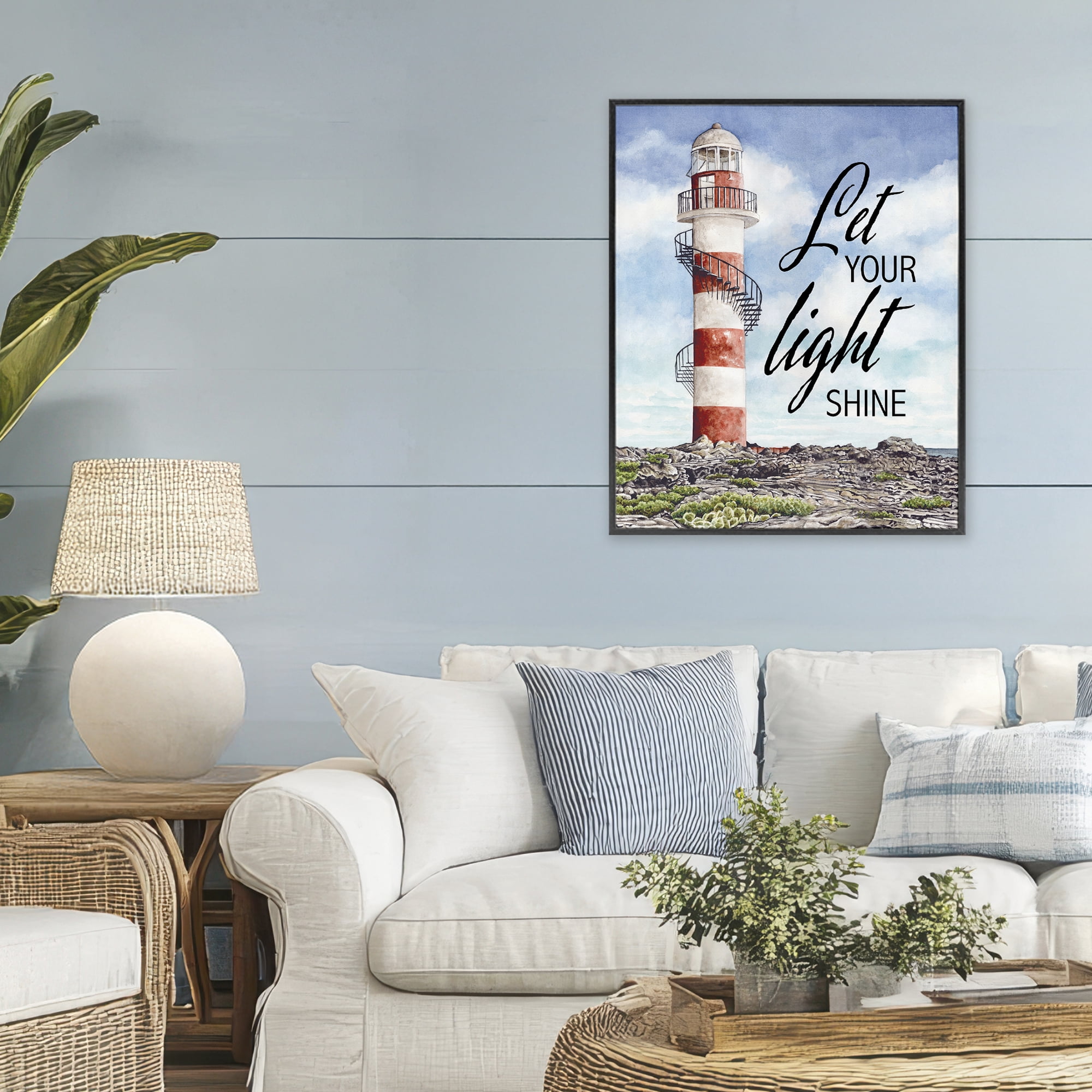 Stupell Industries Let Your Light Shine Beacon Black Framed Giclee Art, design by Cindy Jacobs