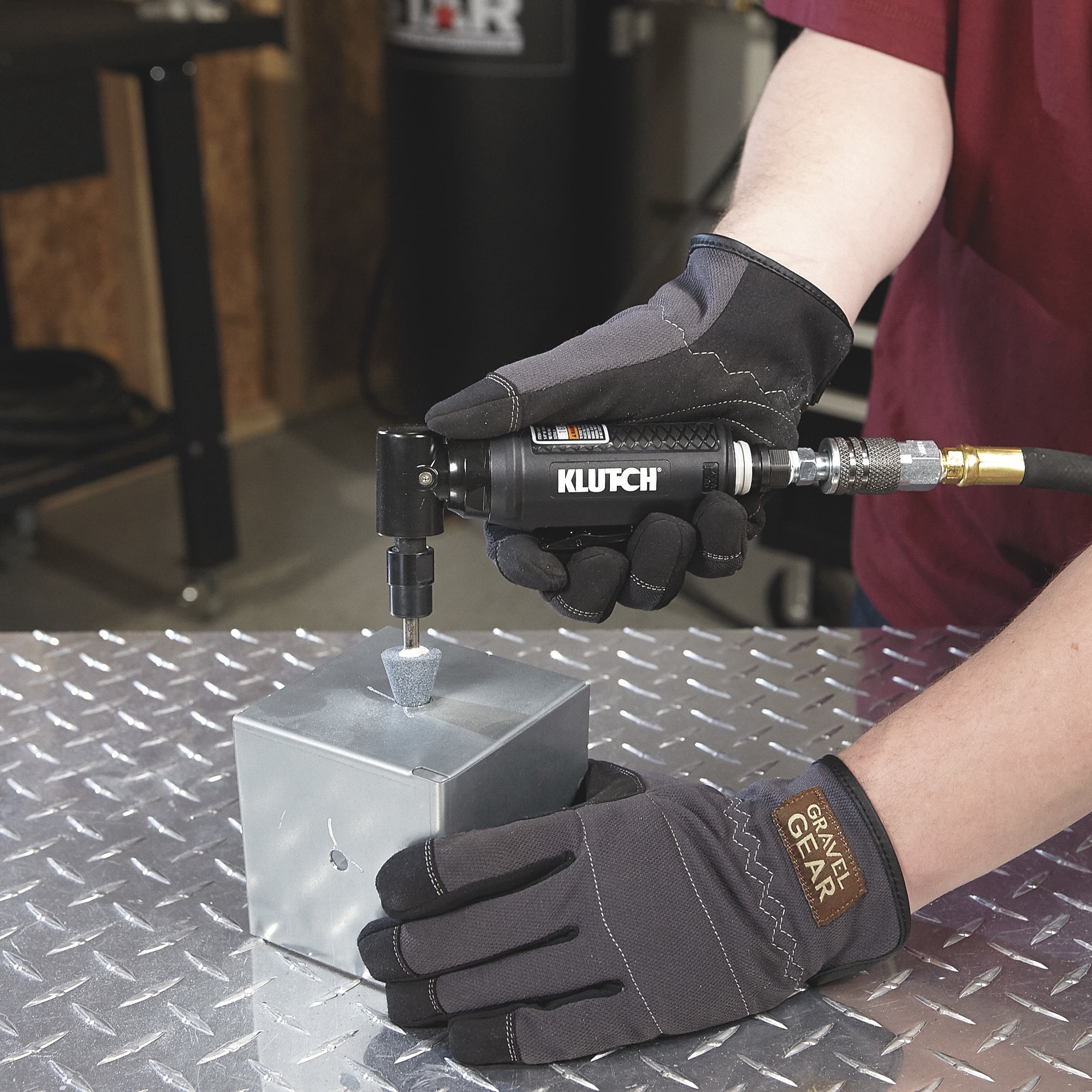 Klutch 1/4in. 90° Air Mini Die Grinder, 20,000 RPM, Angle Head, 4 CFM