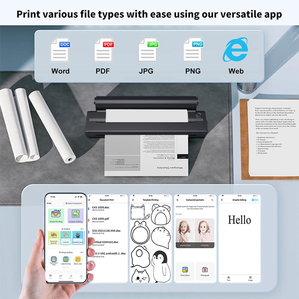 Foluu Thermal Tattoo Printers X9 Portable Wireless with 1Roll Paper Compatible with Phone/PC