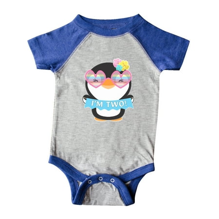 

Inktastic I m 2 Cute Penguin with Sunglasses and Flowers Gift Baby Boy or Baby Girl Bodysuit