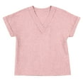 thumbnail image 6 of HomeDM Womens Summer T-Shirts Short Sleeve V Neck Waffle Texture Pullover Tops - Pink/L, 6 of 8