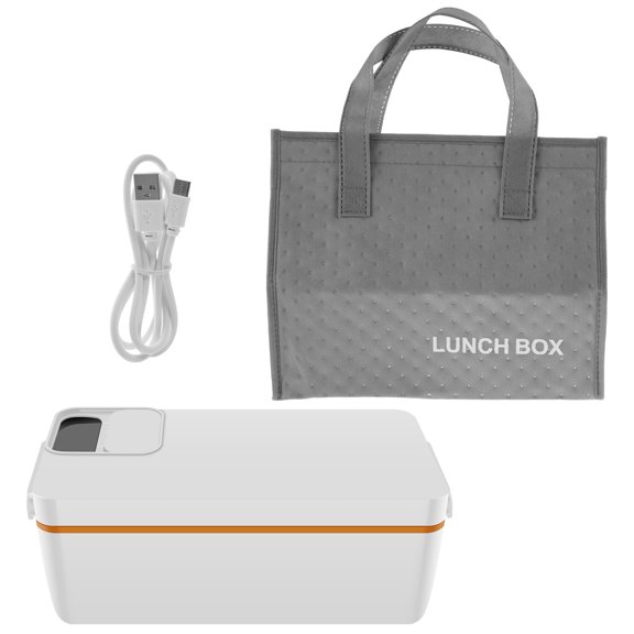 Electric Food Box 1L Capacity Cordless Heated Food Box Leakproof Food Warmer 40W Portable Electric Food Box with Insulated Bag USB Rechargeable Food Box for Office Car Outdoor