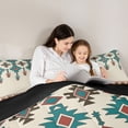 thumbnail image 5 of jejeloiu Retro Aztec Geometric Full Size Comforter Sets,Cyan Beige Bedding Sets For Men Women Reversible 3pcs, 5 of 8