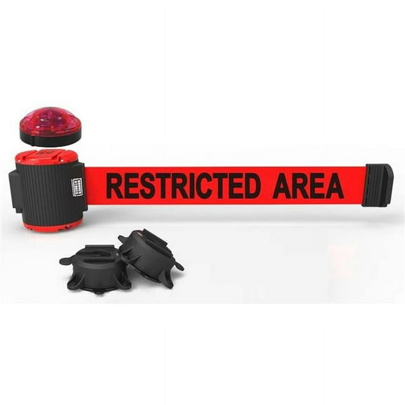 Banner Stakes MH5008L 30 ft. Magnetic Wall Mount with Light Kit & Restricted Area Banner - Red