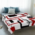 thumbnail image 4 of Red Black Geometric Blanket Soft Cozy Warm Twin Blanket for Bed, Plush Fuzzy Flannel Fleece Blankets for Sofa, Farmhouse Minimalist Abstract Art Throw Blankets for Couch, Gifts for Men, 60"x80", 4 of 9