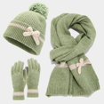 thumbnail image 2 of Winter Warm Knitted Scarf Beanie Hat and Gloves Set Men & Women's Soft Stretch Hat Scarf and Mitten Set Green Free, 2 of 4
