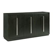Pemberly Row Farmhouse Server with Three Cabinet Drawers in Gray
