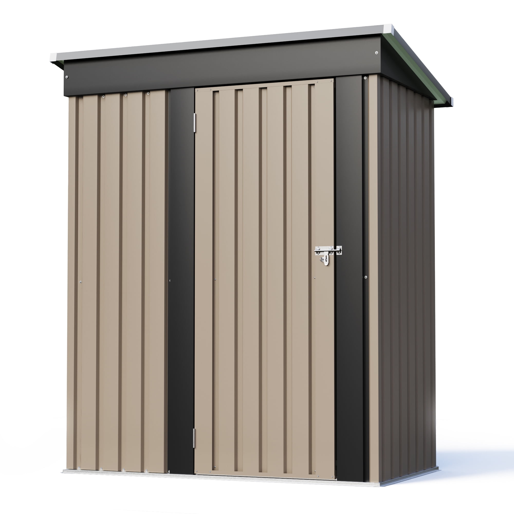 Homall 5' x 3' Mental Outdoor Storage Shed, with Groove Roof and Lockable Door, for Garden and Patio, Brown