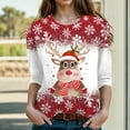 thumbnail image 2 of zaveiop Christmas Shirts for Women 3/4 Length Sleeve Tops Cartoon Reindeer Casual Crewneck Sweatshirts Ugly Xmas Sweater Blouses (Green, XXL), 2 of 4
