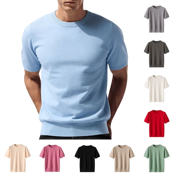 Kojanyu Men's Crew Neck T-Shirt Short Sleeve Regular Fit Basic Tee 100% Polyester Quick Dry Casual Solid Color Top for Daily Wear & Sports M-XXL