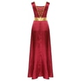 thumbnail image 6 of iiniim Women's 2 Piece Outfit Liturgical Lyrical Worship Dance Maxi Dress with Praise Dance Tunic Overlay Burgundy&White XL, 6 of 7