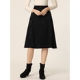 thumbnail image 3 of Falda a media pierna elástica con bolsillos de ante sintético para mujer con cinturón Negro XS, 3 of 6