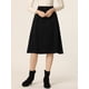 thumbnail image 3 of Falda a media pierna elástica con bolsillos de ante sintético para mujer con cinturón Negro XS, 3 of 6