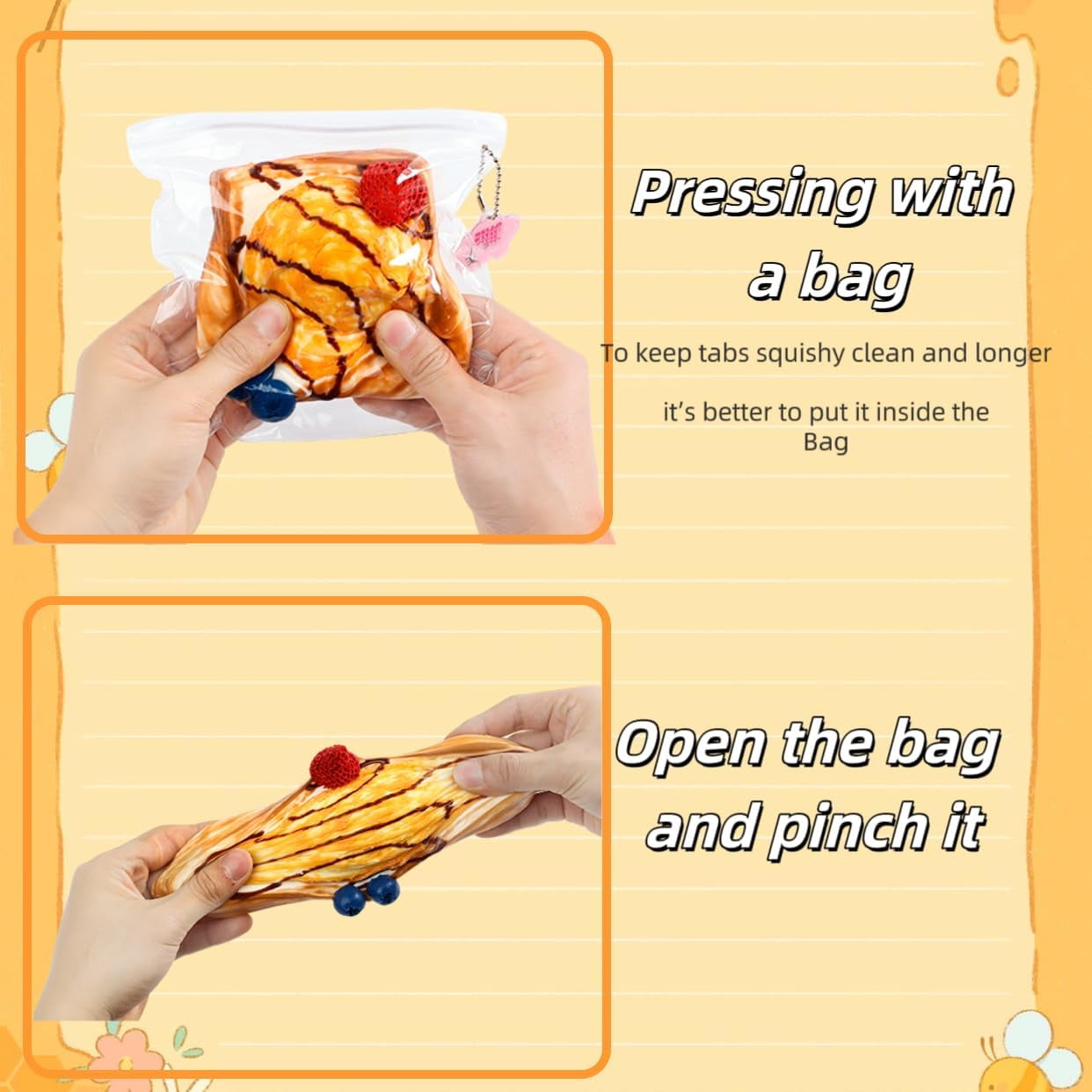 Handmade Taba Squishy Toast,2025 New Large Toast Silicone Squishy Toys ,Cute Soft Squeeze ToysSquishy Sensory Fidget Toys,Birthday Xmas Gifts (Ice Cream sidos)