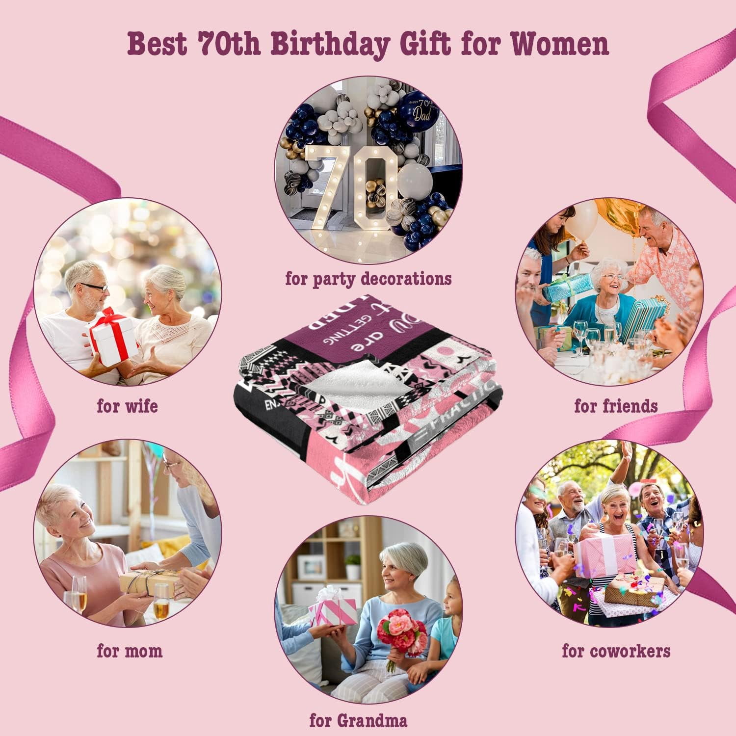 70th Birthday Gifts for Women, 70th Birthday Decorations for Women, Gifts for A 70th Birthday, Happy 70th Birthday Gifts for 70 Year Old Woman, Birthday Gifts for Women Blanket