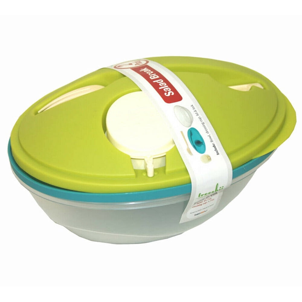 Pack Of 2 Salad Bowl Container With Bowl Dressing Cup Lid & Fork