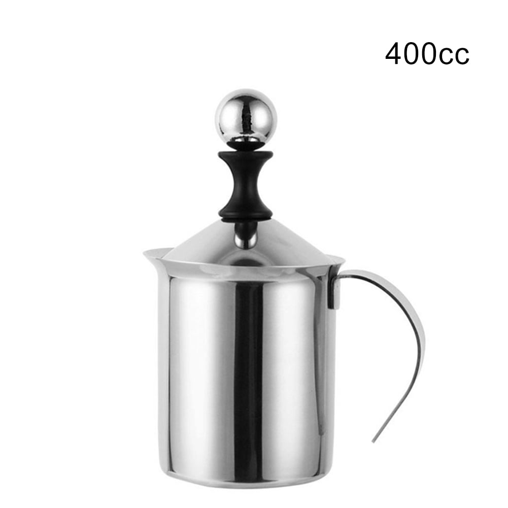 yangGradel Double Mesh Milk Frother Stainless Steel Milk Foamer Hand Pump for Cappuccino 400cc/800cc 