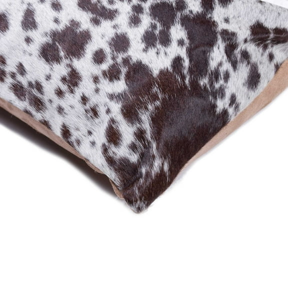 18" x 18" x 5" Salt And Pepper Chocolate And White Cowhide  Pillow