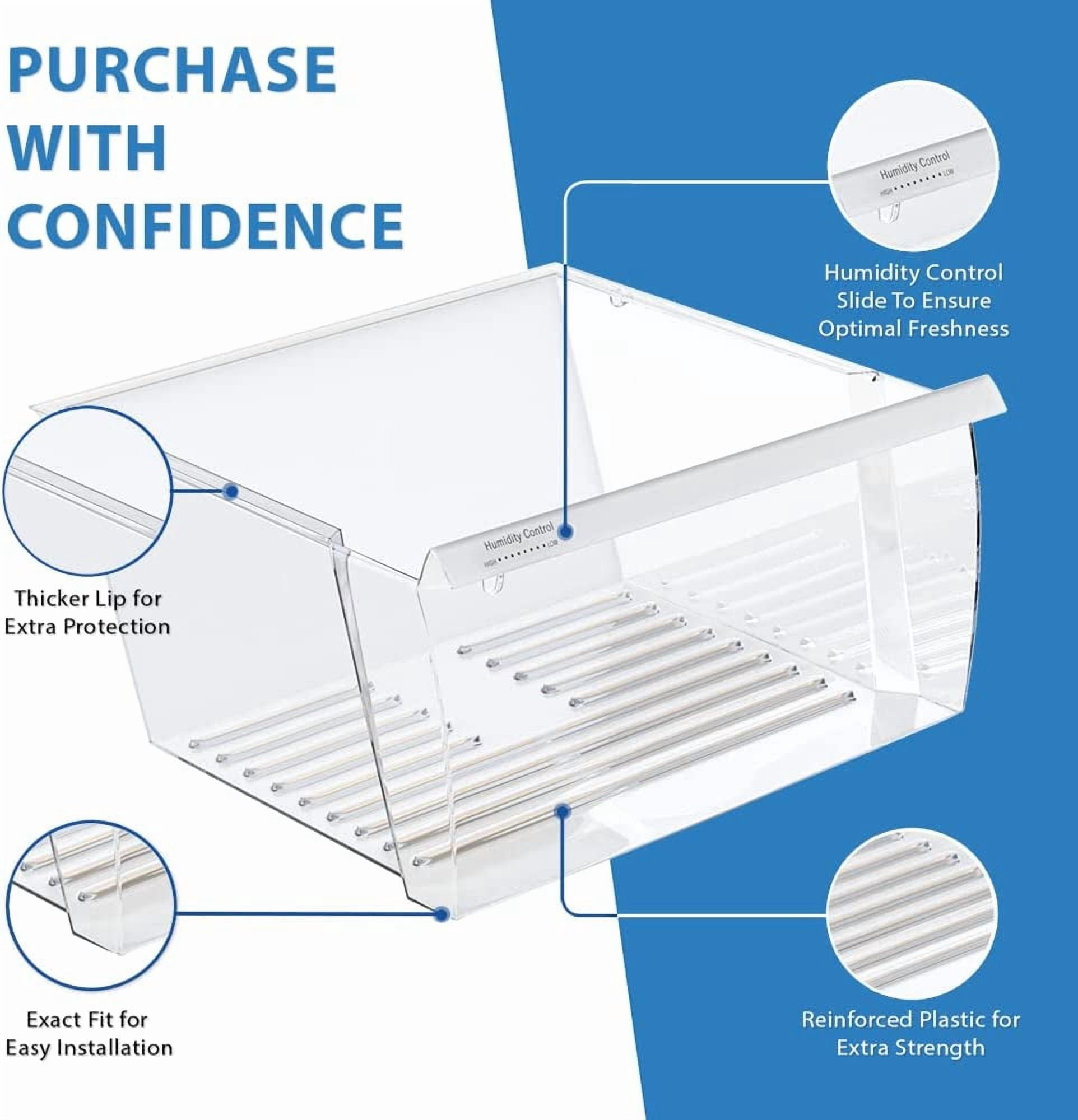 Upgraded Lifetime Appliance Parts 2188656 Crisper Bin (Upper) Compatible with Whirlpool Refrigerator | Fridge Drawers | Kenmore Refrigerator Parts | Whirlpool Shelf Replacement - WP2188656