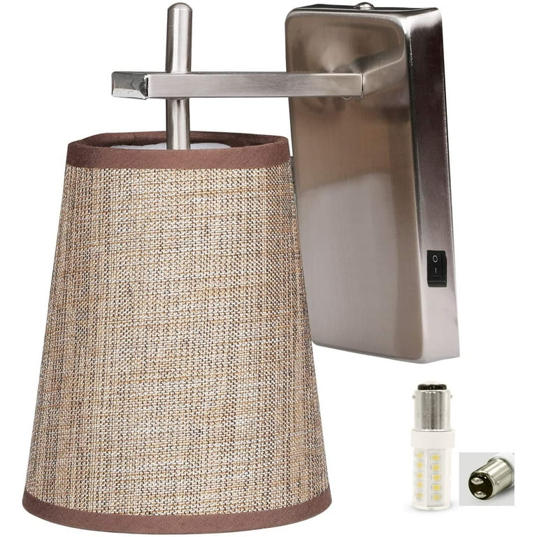 Facon led rv fabric light fixture with flared wall sconce shade wall mount led decor lamp bedside reading light with switch deals