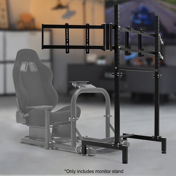 Marada Racing Sim Triple Monitor Stand TV Stand, Fit 50mm Round Tube Cockpits Only, Fits 27/32-inch Monitors, Height & Width Adjustable