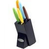 Oceanstar 6-Piece Non-Stick Coating Carbon Stainless Steel Knife Set with Hardwood Block, Elegant Black, 5.75 L x 3.25 W x 13.25 H inches