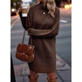 thumbnail image 4 of Women'S Sweater Dresses Oversized One-Piece Dresses Outer Wear Plus Size Pullover Wedding Dresses Dark Brown M, 4 of 8