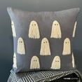 thumbnail image 5 of Spooky Halloween Ghost Throw Pillow covers Gray 24"x24" (60x60 cm) Linen Halloween Decor, Ghost Decor, Embroidery, Ghost Pillows Pillow Case, Ghost Modern Style - Ghostly Haunt, 5 of 10