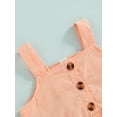 thumbnail image 6 of Seyurigaoka 3Pcs Kids Girls Summer Casual Suit, Solid Color Sleeveless Ruffled Sling Tops + Pockets Long Pants + Headband, 6 of 9