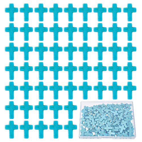 SUNNYCLUE 1 Box About 40Pcs Cross Beads White Synthetic Turquoise Beads  Bulk Easter Pocket Crosses in Bulk Mini Cross Charm Beads Crucifix Beads  for