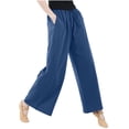 thumbnail image 5 of Black*Friday Discounted Items under $5 GaThRRgYP Womens Jeans Under $10,Fashion Womens Casual Solid Color Elastic Loose Pants Straight Wide Leg Trousers Pants, 5 of 6