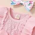thumbnail image 6 of Karoyedx Baby Clothes Preemie Clothes Baby Girl Outfit Newborn Ribbed Romper Knitted Pants Headband Coming Home Outfits Red Size,18-24 Months, 6 of 7