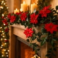 thumbnail image 7 of Christmas Decorations Poinsettia Garland, 6.5 FT Artificial Garlands with Red Flowers and Berrie for Xmas New Year Home Decor,175cm100g, 7 of 7